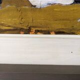 Mid-Century Modern Swedish Oil Painting "White Village" Vintage Framed Landscape