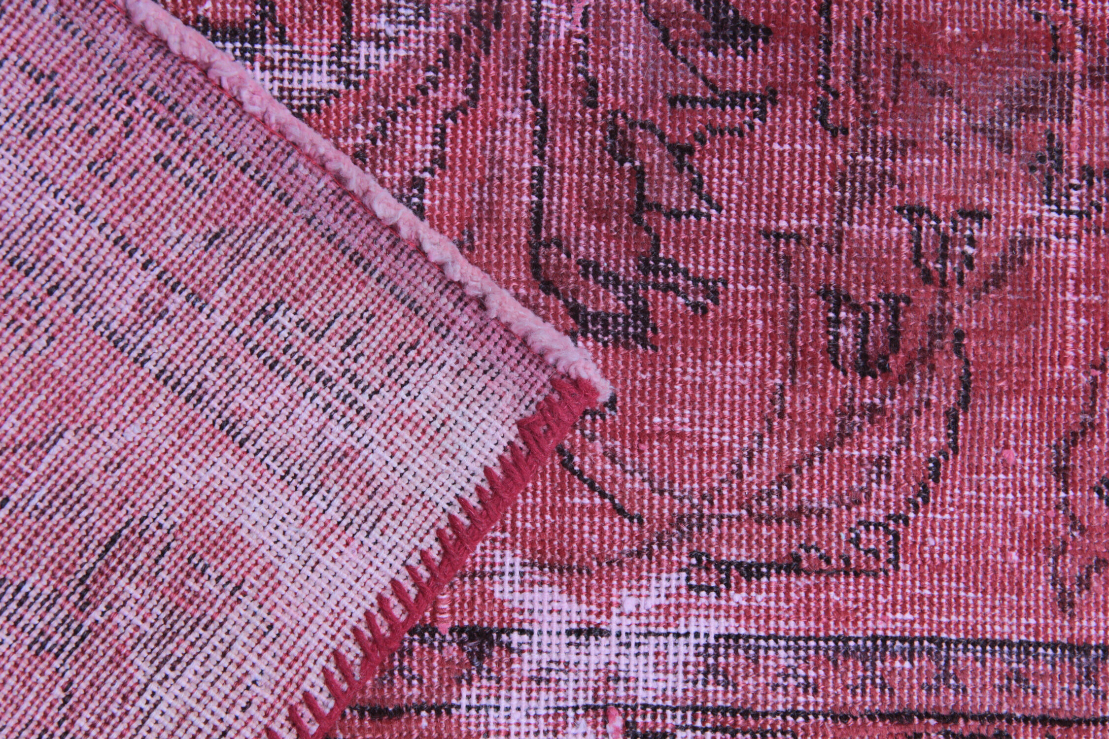 Traditional red wool overdyed persian runner rug handmade oriental carpet- 72x236cm