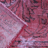 Traditional red wool overdyed persian runner rug handmade oriental carpet- 72x236cm