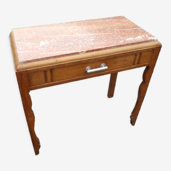 Console dressing table art deco oak marble top with drawer