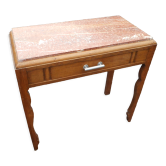 Console dressing table art deco oak marble top with drawer