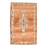 Rare Tapis Anatolien Vintage en Laine Fait Main Tons Brique & Ivoire