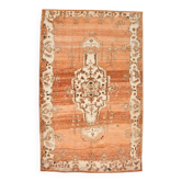 Rare Tapis Anatolien Vintage en Laine Fait Main Tons Brique & Ivoire