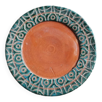 Vintage artisanal enameled ceramic plate