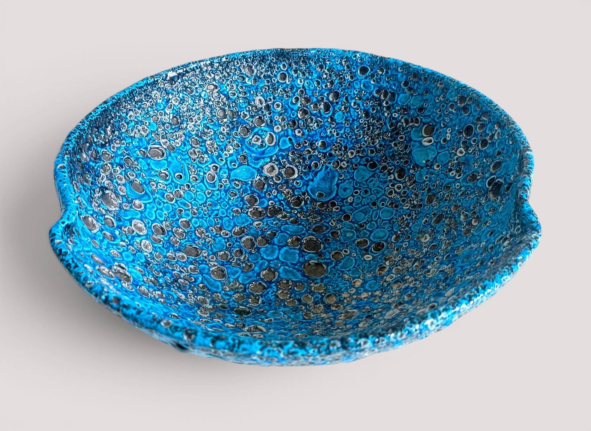 Turquoise ceramic fruit bowl by Charles Cart Vallauris, circa the 1960s.