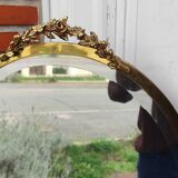 Grand miroir biseauté ancien laiton