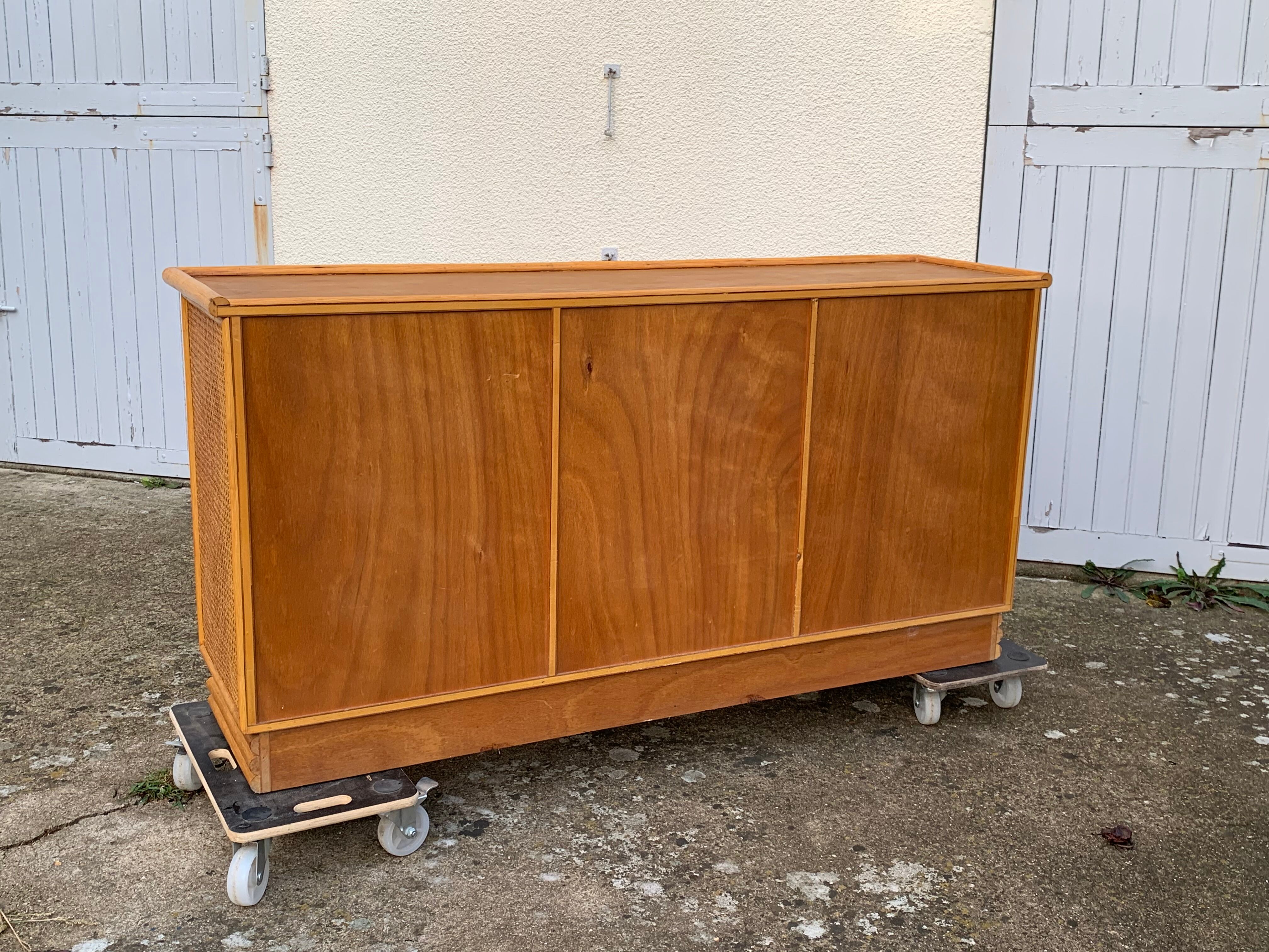 Vintage buffet in bamboo and cannage 1970