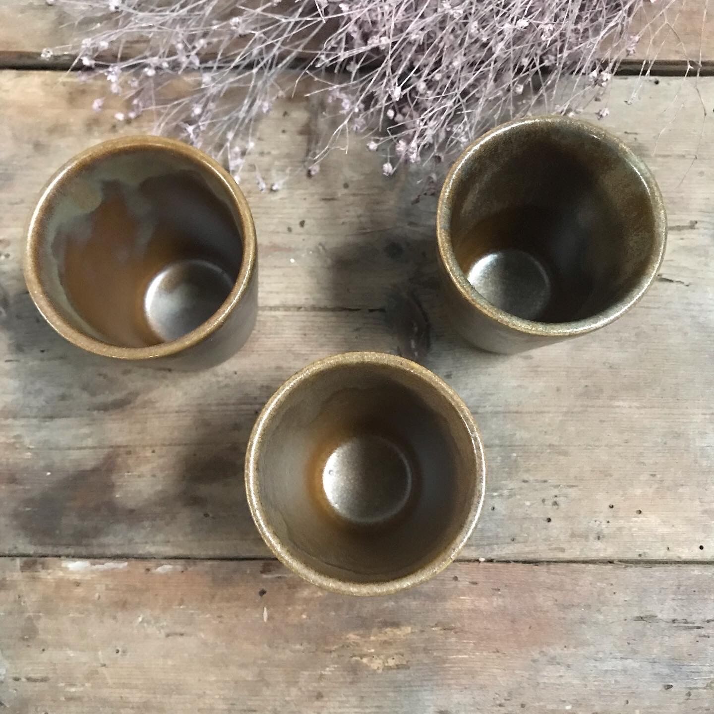Trio of Digoin stoneware glasses