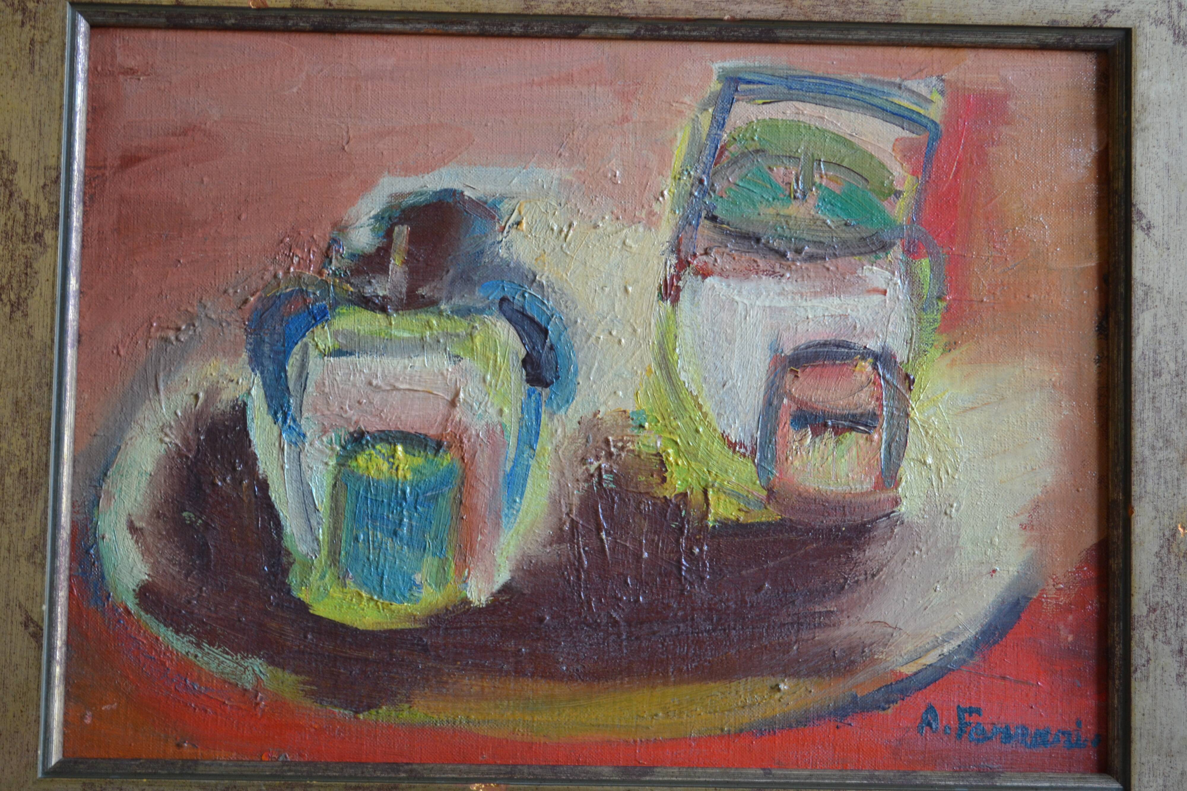 Antoine Ferrari (1910 1995) Still life Oil painting on canvas