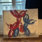 Tableau signé par Henry Escobar, Chiens Ballons XL