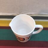 Old pitcher service - 5 mobil opaline white cups - vintage 70s drawing