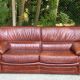 Scandinavian 3-seater sofa in burgundy leather circa 1930