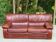 Scandinavian 3-seater sofa in burgundy leather circa 1930