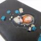 Denise Orlando: Black ceramic vase & 1950 vintage melted glass