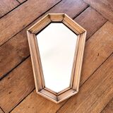 Small vintage beveled wooden wall mirror