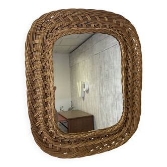 Miroir en osier vintage