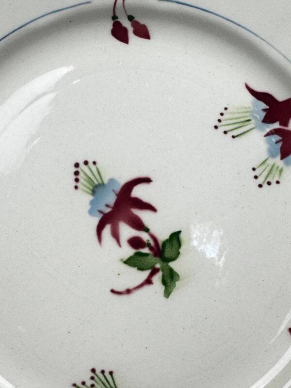 Lot de 6 assiettes plates Sarreguemines, modèle Bermudes – vers 1950