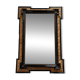 Antique wall mirror in blackened wood and gilded stucco, 19th-century Dutch style.