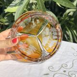 Magnificent Vintage Bohemian Ashtray in Cut Crystal of Yellow Orange