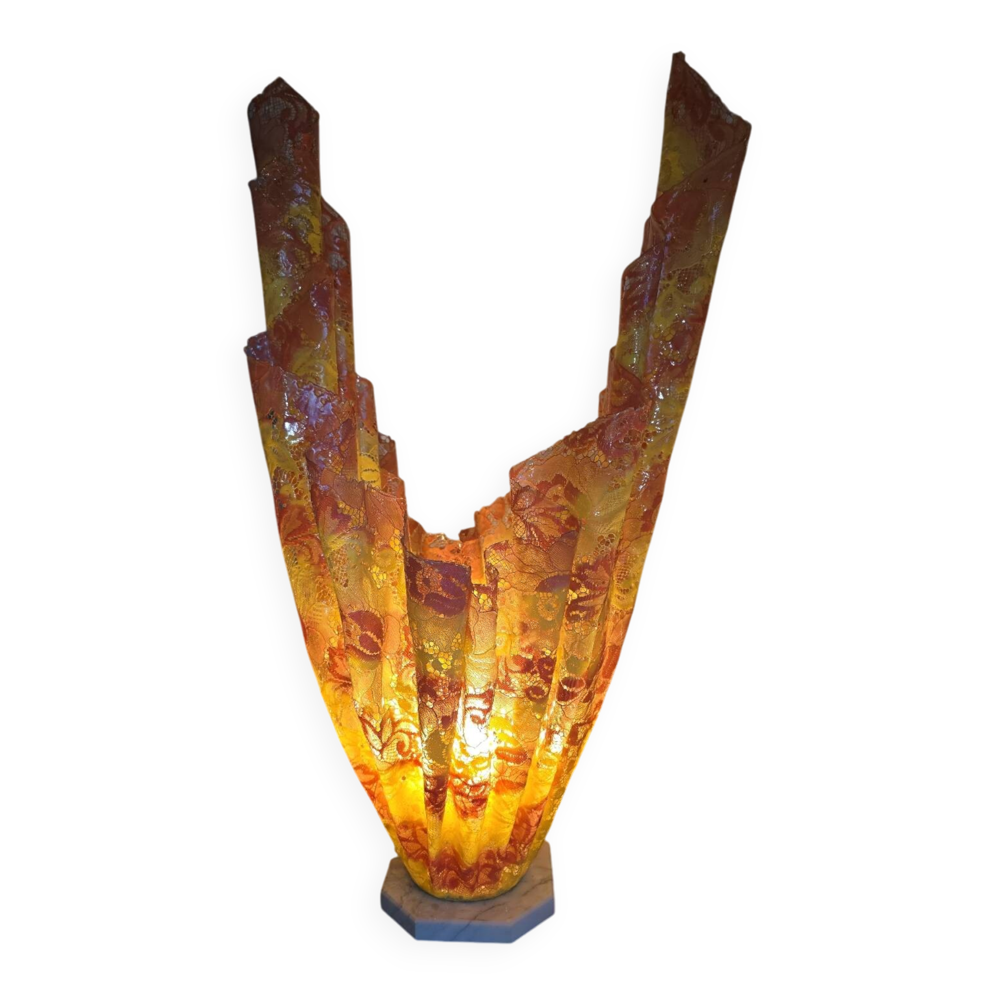 Vintage lamp Marie Stuart "Laces" – Resin & marble – 1970s