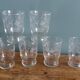 6 antique digestif glasses, floral pattern