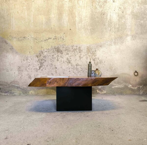 Table basse, plateau tronc d'arbre