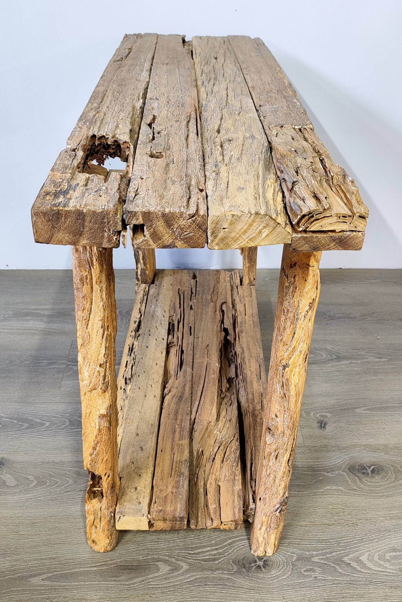 Petite console en bois brut ancien