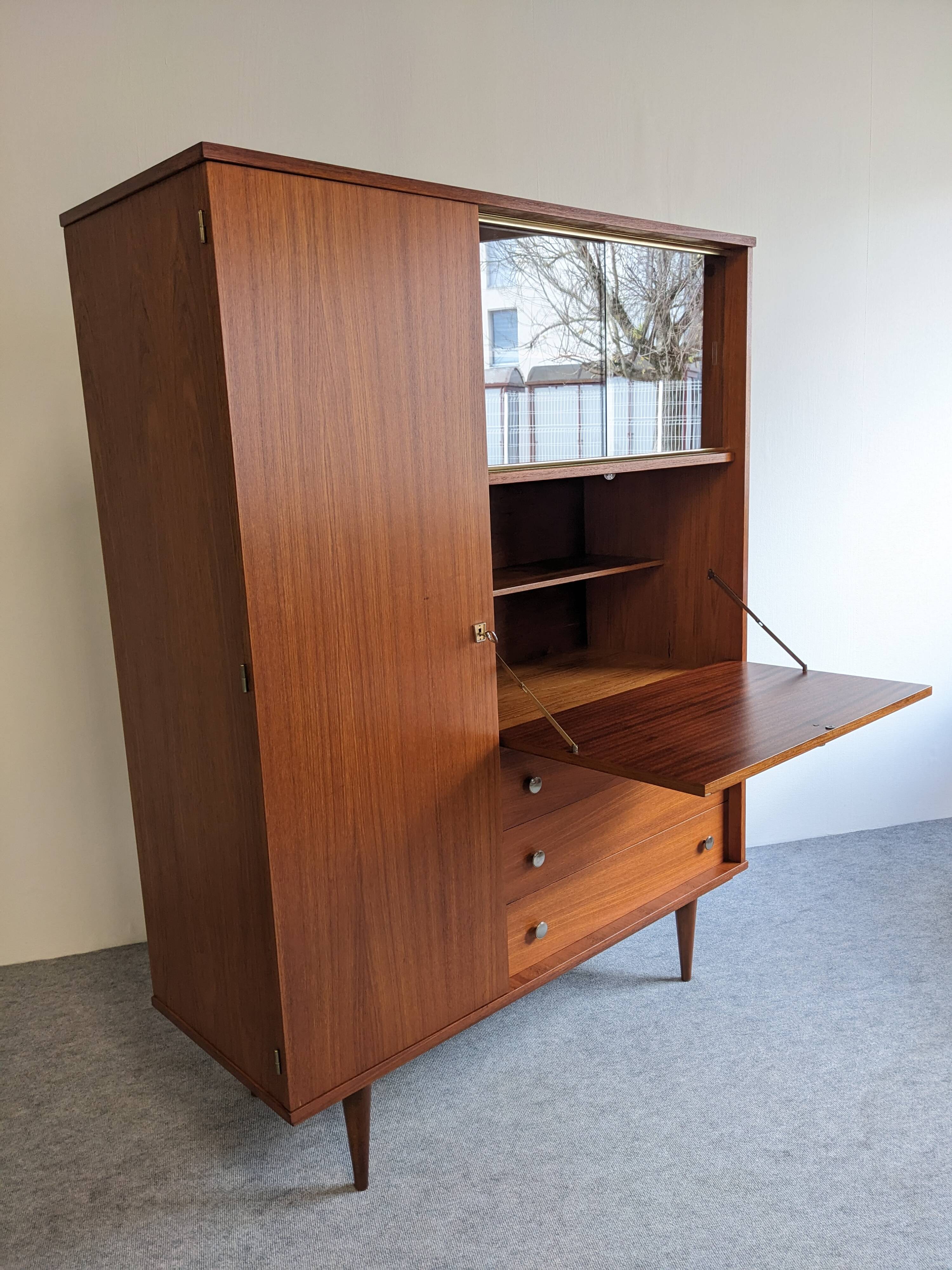 Armoire vitrine et secrétaire en palissandre années 50/60