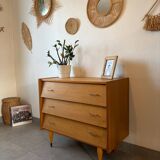 Vintage oak chest of drawers from the 1960s.