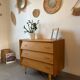 Vintage oak chest of drawers from the 1960s.