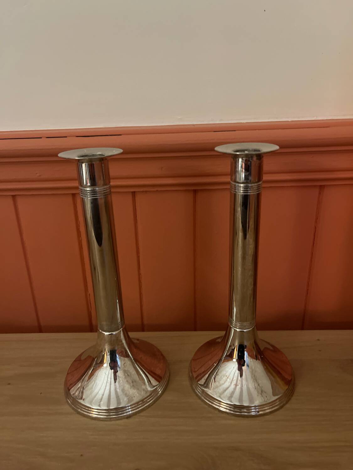 Silver metal candle holders
