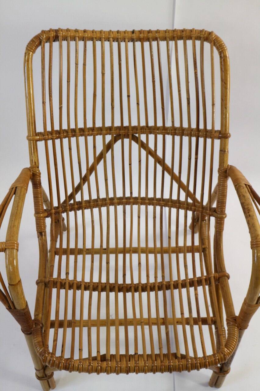 Pair of vintage bamboo armchairs, Bonacina style