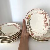 Set of 9 dessert plates "A la Samaritaine" K&G Lunéville 1900, art nouveau service