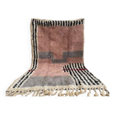 Tapis berbère beni ouraine en laine naturelle à motifs colorés