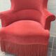 Pair of fringed crapaud armchairs