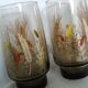 Verres Luminarc Tivoli set of 8, large amber glasses with a grass motif.