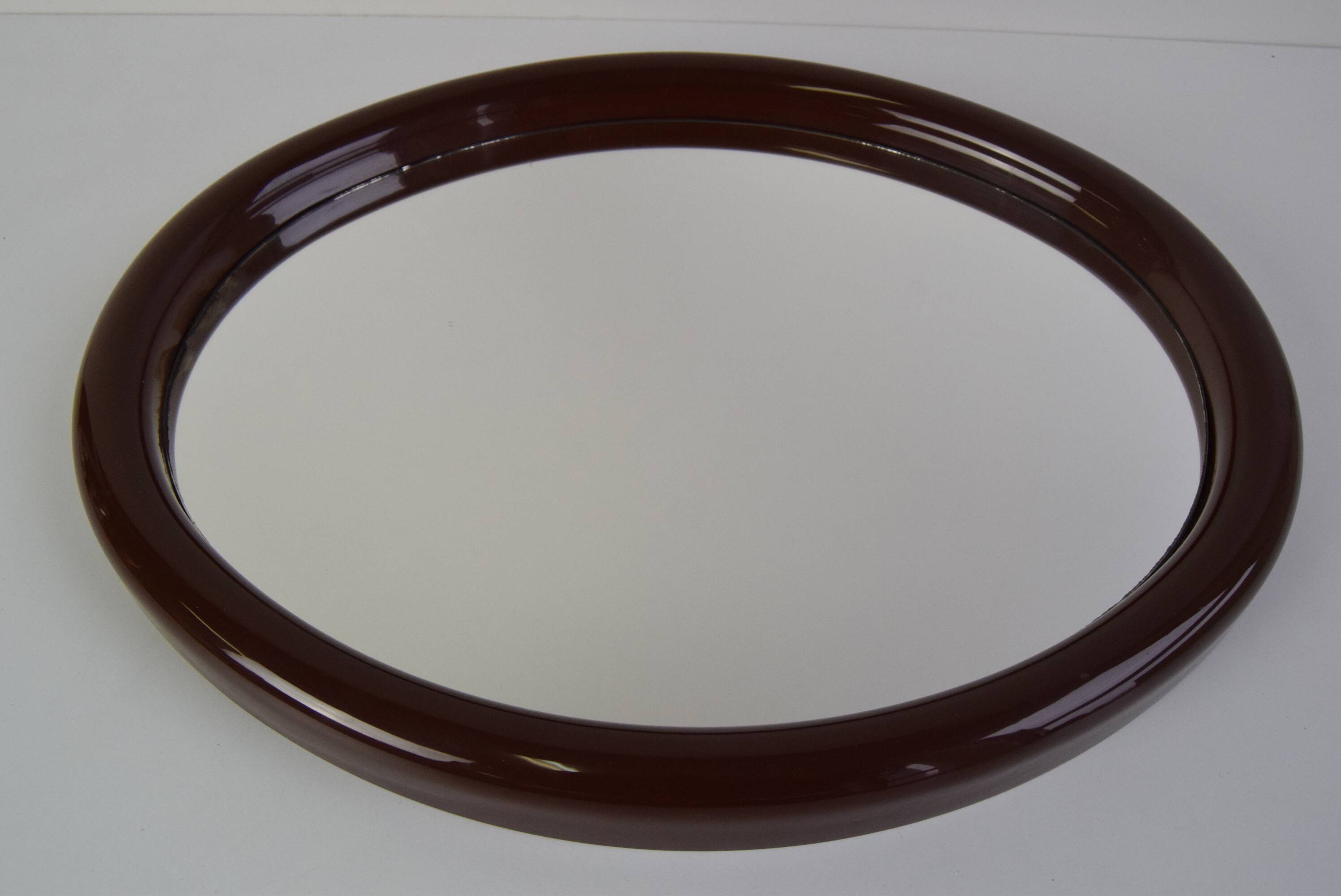 Vintage Oval Wall Mirror, Czechoslovakia, 1970's.