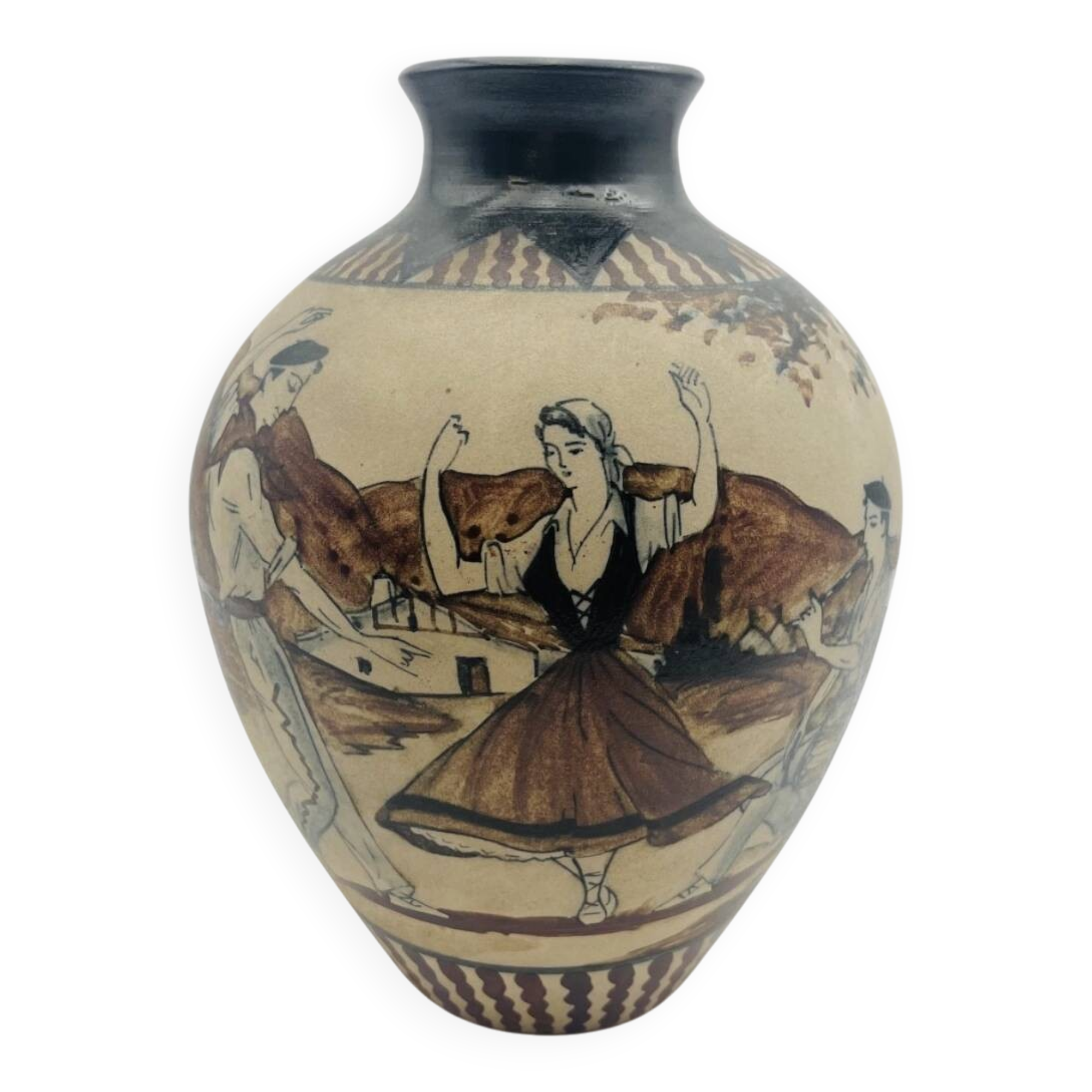 Vase boule en grès de Cibourg signé Pedro Garcia de Diego -637004