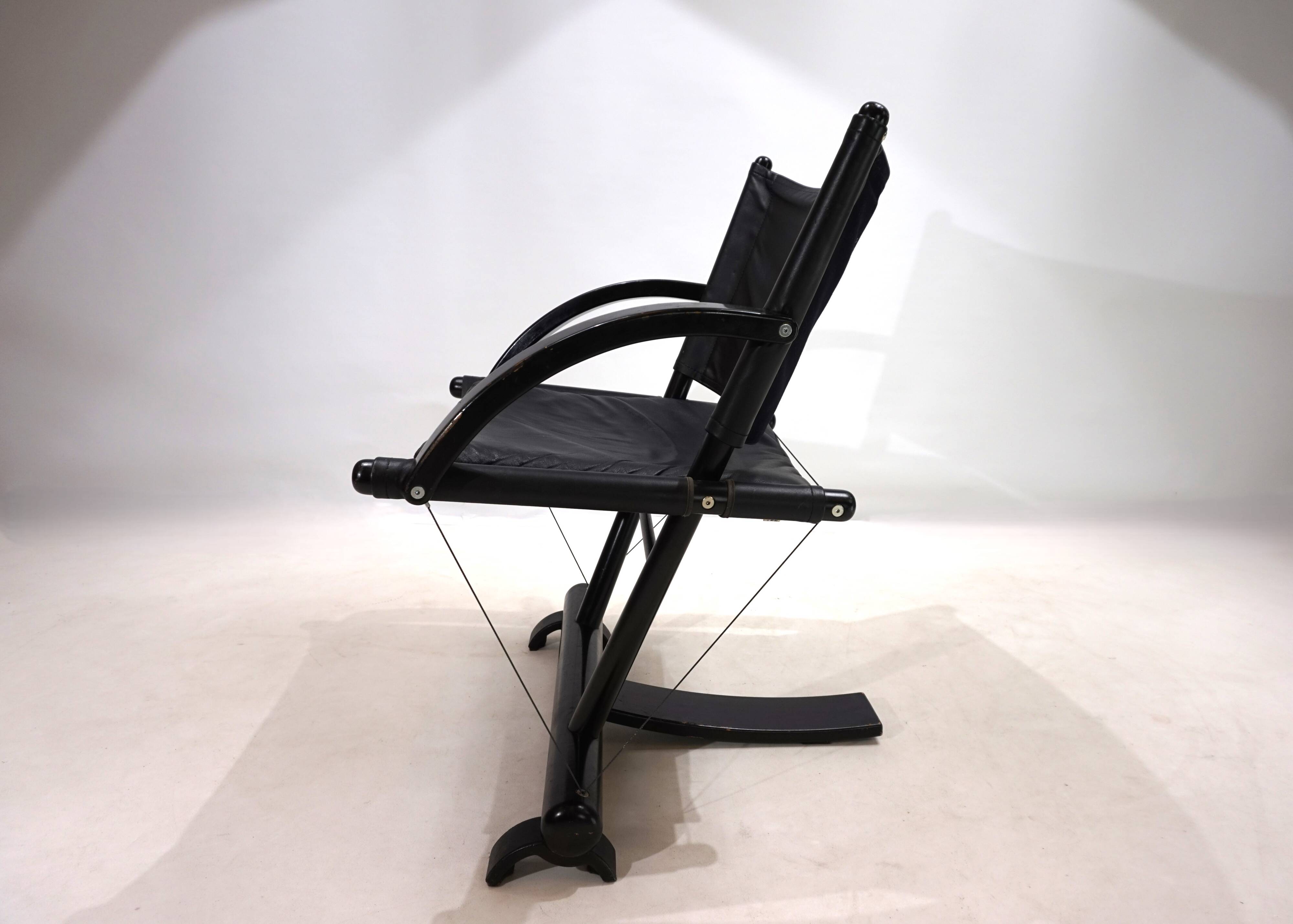Fauteuil lounge en cuir Weishäupl Werkstätten String, 1980