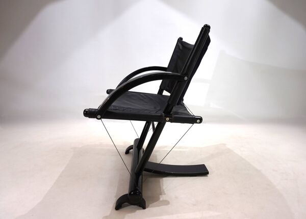 Fauteuil lounge en cuir Weishäupl Werkstätten String, 1980