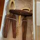 Bottle opener made of teak wood, corkscrew and nutcracker