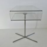 "Roche Bobois" side table in plexiglass and chrome metal, 1980s