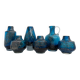 Set of 6 Schot Wiesel glass vases Bavarian Glass Art 'Florida' by Heinrich Löffelhardt blue bubbles 1970s Germany