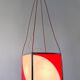 Cubic Red and White Plexiglass and Metal Pendant, Italy