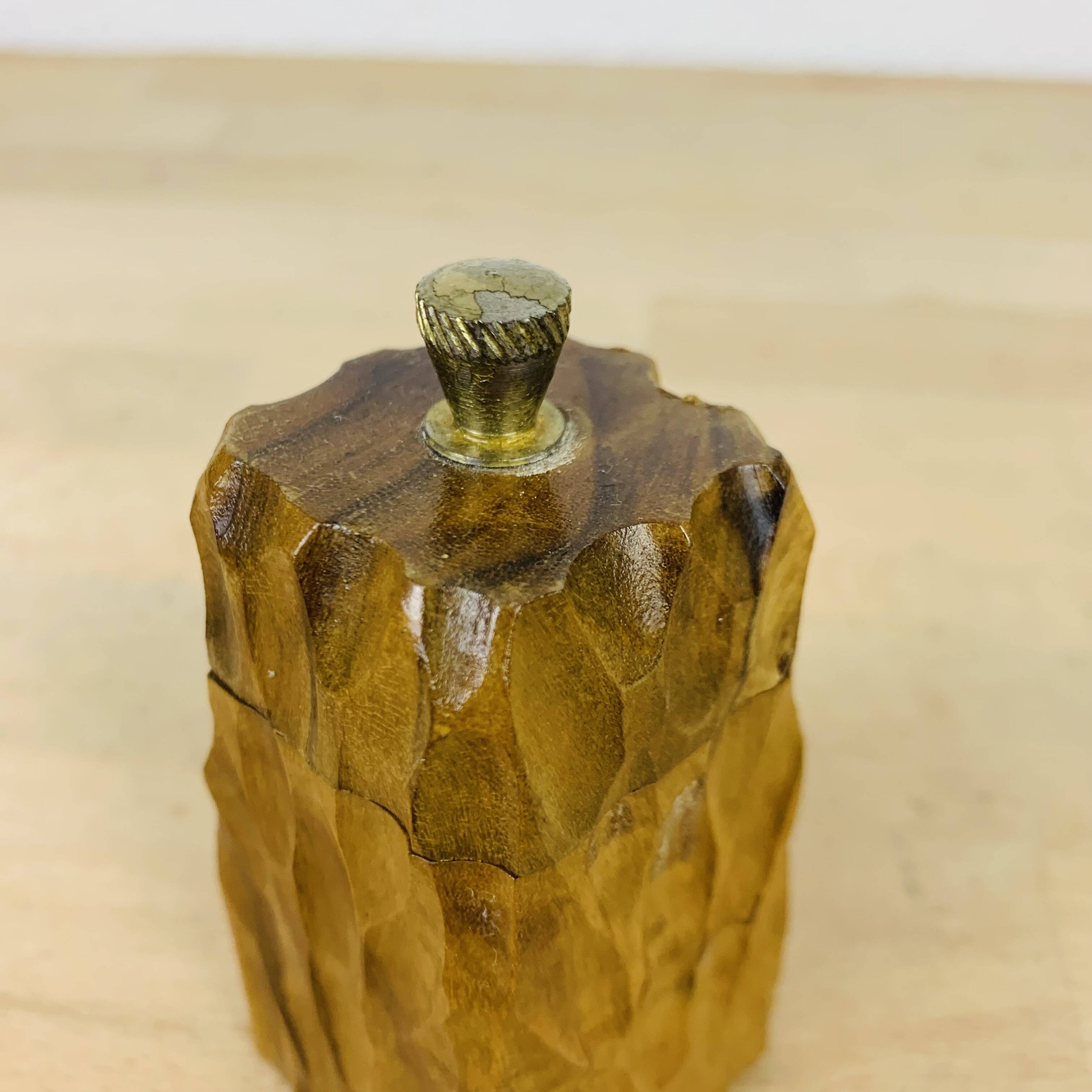 Pepper shaker gouged brutalist olive wood