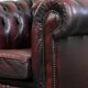 Cowhide leather English chesterfield armchair on wheels