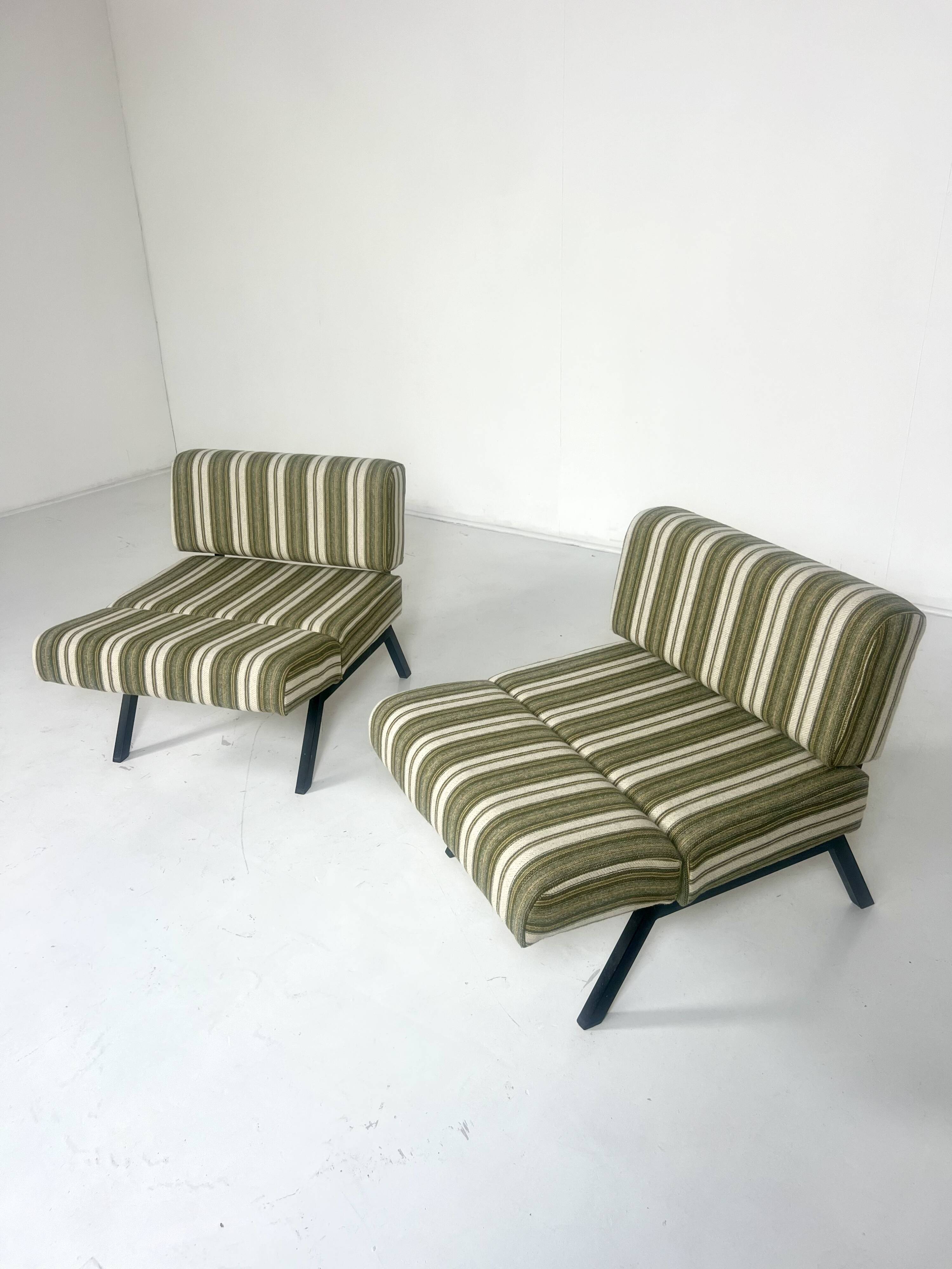 Pair of Italian "Panchetto" Reclining Chairs By Rito Valla For IPE, Italy,