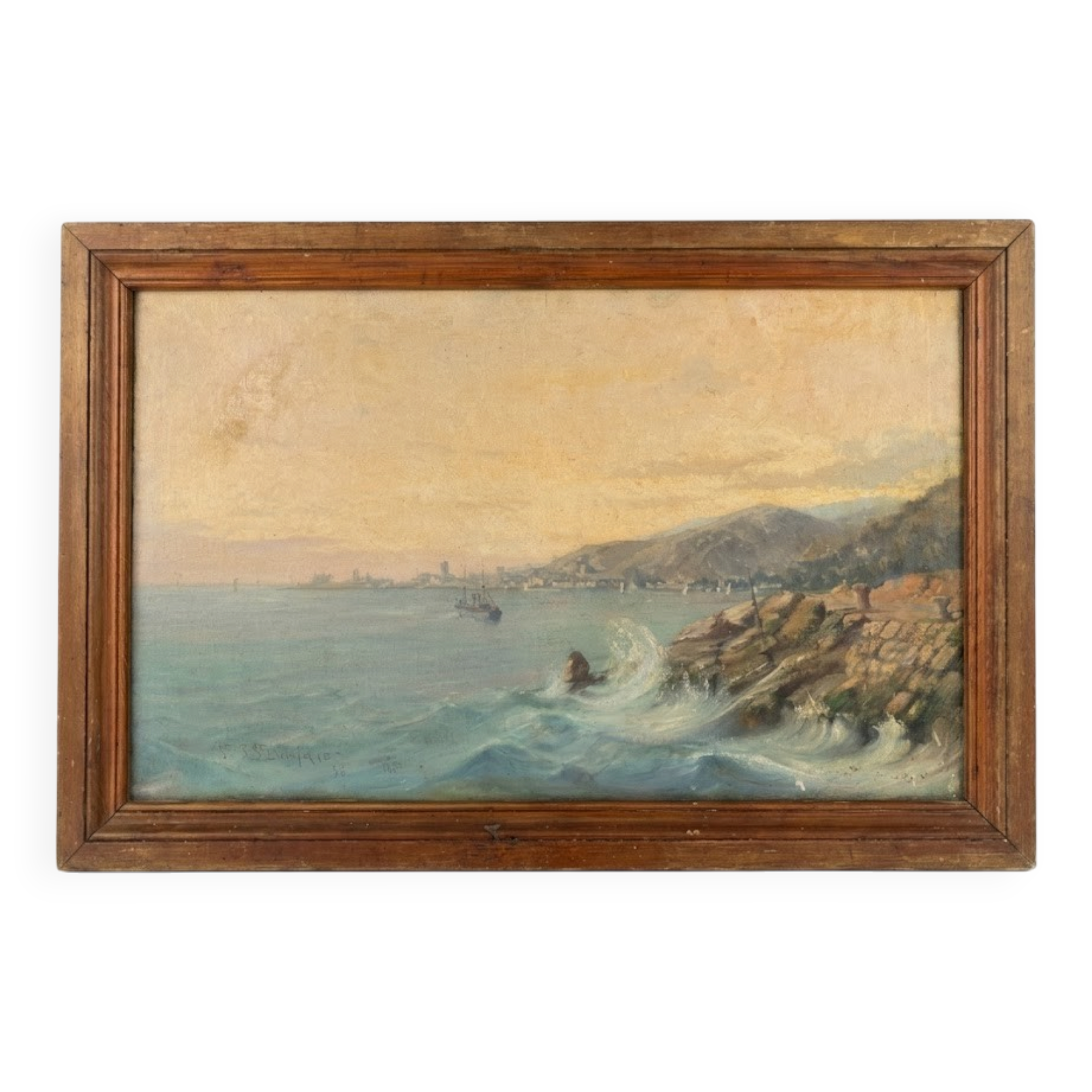 Marine painting by Georges Capgras, 1898, canvas by Paul Foinet, Paris.
