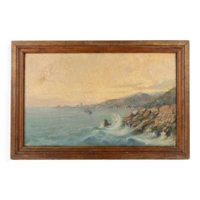Tableau marine huile Georges Capgras 1898 toile Paul Foinet Paris