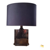 Lampe en céramique noir et or ,1980.